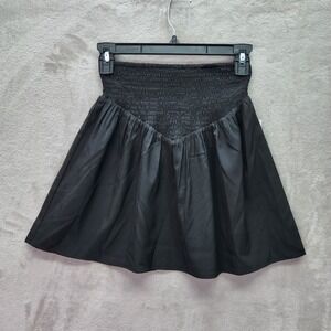 And Now This Mini Skirt Womens XXS Black Smocked‎ Casual Whimsygoth Athleisure